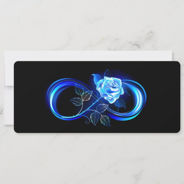 Carte Infini lumineux avec rose bleue (Devant)