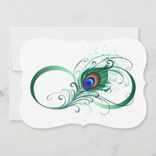 Carte Infinity Symbol with Peacock Feather