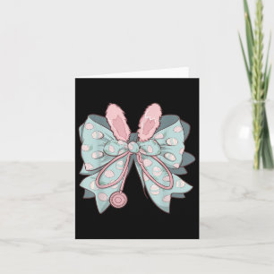 Carte Infirmière Coquette Bow Easter Bunny Eggs Ear Nurs