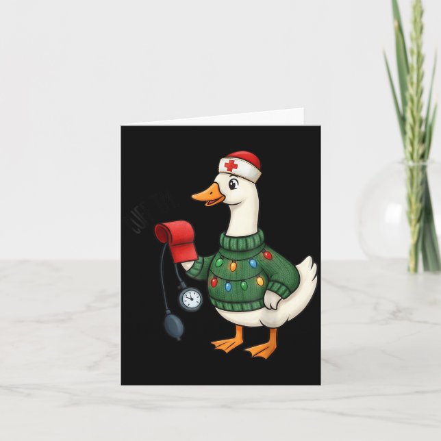 Carte Infirmière de Noël, Vie d'infirmière, Cuff em Oie  (Devant)