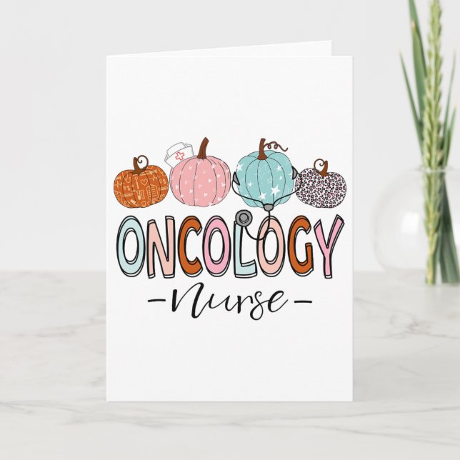 Carte Infirmière en oncologie d'automne Citrouille de Th (Devant)