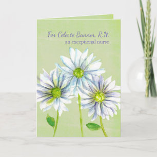 Carte Infirmière Merci Fleurs marguerites Personnalisées