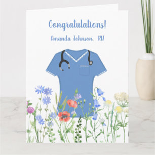 Carte Infirmière personnalisée RN LPN NP Blue Scrubs