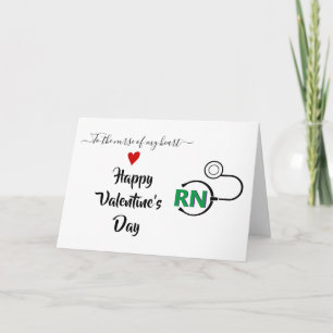 Carte Infirmière stéthoscope Valentines jour vert RN
