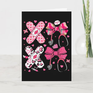 Carte Infirmière Xoxo Saint-Valentin Nœud Rose Rn Pct Cn