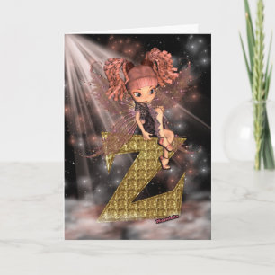 Carte initiale d'anniversaire Z Cute little fairy
