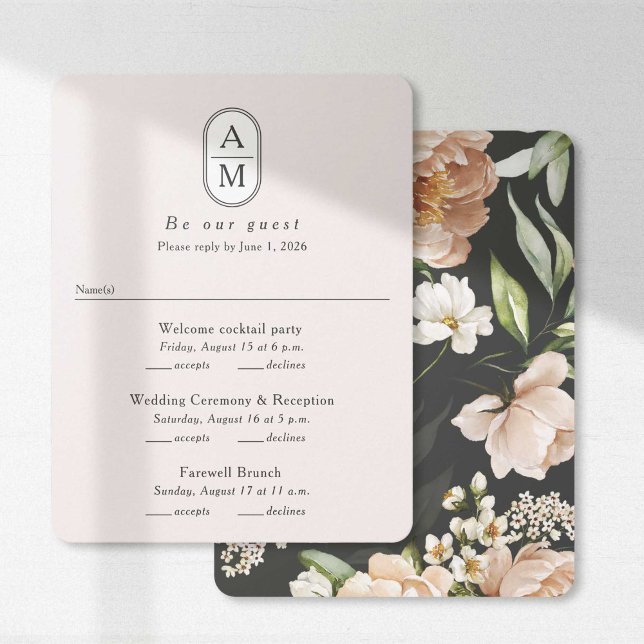 Carte Initiales d'arc moderne Blush Multi Événements Car (Créateur téléchargé)