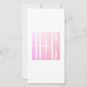 Carte Initiales de couple Gradation rose subtile