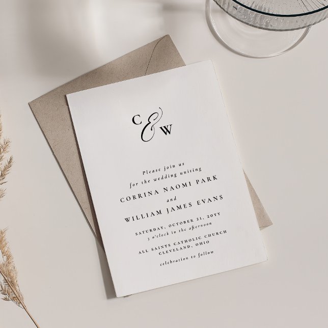 Carte Initiales élégantes minimes noir et blanc (Créateur téléchargé)