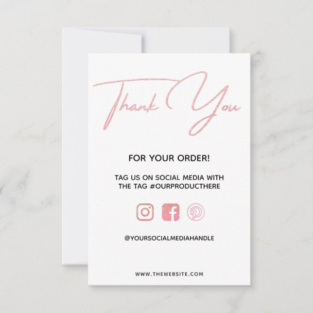 Carte Insertion de média personnalisé rose Merci (Devant)