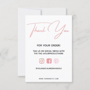 Carte Insertion de média personnalisé rose Merci