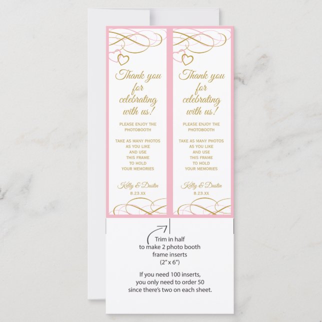 Carte Insertions de cadres de cabine photo mariage (rose (Devant)