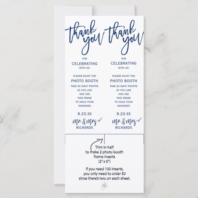 Carte Insertions de trames de cabine photo mariage - (bl (Devant)