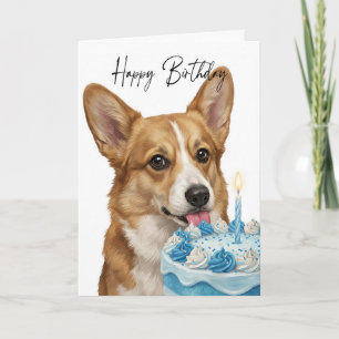 Carte Inspecteur de gâteau d'anniversaire Corgi