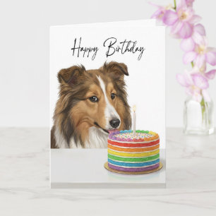 Carte Inspecteur de gâteau d'anniversaire Sheltie