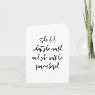 Carte Inspirante "Elle A Fait Ce Qu'Elle Pouvait"