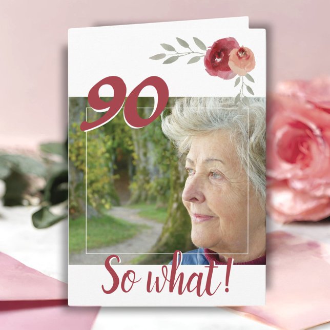 Carte Inspiration 90e anniversaire de la photo florale (Créateur téléchargé)