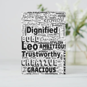 Carte Inspiration Nuage de mots du zodiaque de Léo Salut