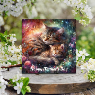 Carte Inspirational Cat Maman Kitten Floral Fête des Mèr