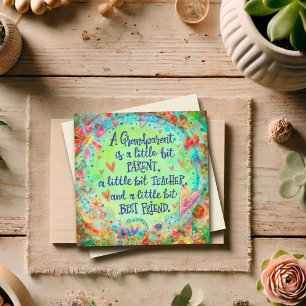 Carte Inspirationnel Joli Citation Grand-Parent Floral