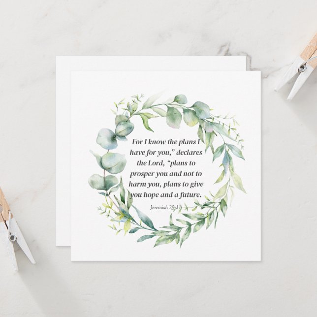 Carte Inspirationnelle Bible Verse Jérémie 29:11 (Devant/Arrière en situation)