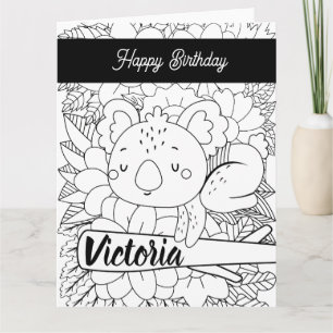 Carte Instructeur de yoga Koala Anniversaire Coloration 