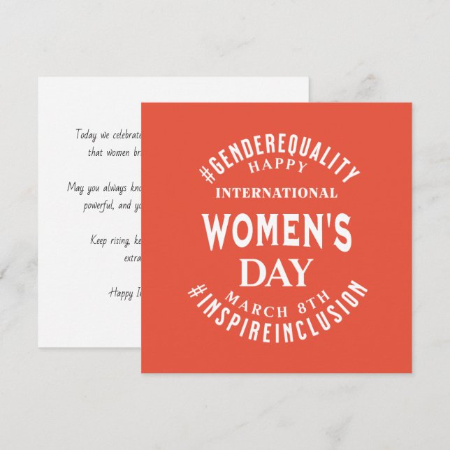 Carte International Women's Day | March 8th Equality (Devant / Derrière)