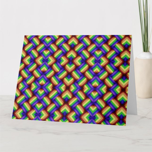 Carte Interwoven LGBT Gay pride Rainbow Ribbon! Gros. (Devant)