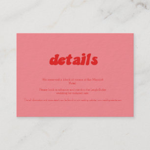 Carte Intimate Retro Pink & Red Mariage Détails