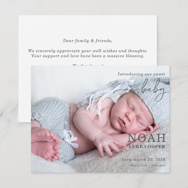 Carte Introducing Our Sweet Baby Photo Announcement Card (Devant / Derrière)