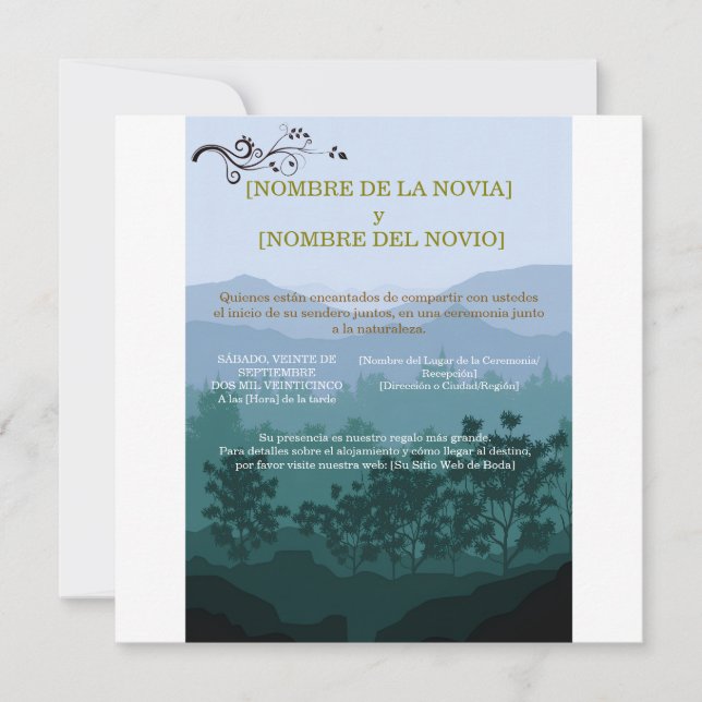 Carte Invitación de Boda Rústica Elegante (Devant)