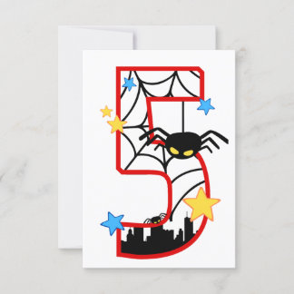 Carte invitation anniversaire 5 ans spider