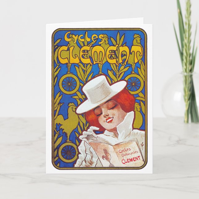 Carte / Invitation : Annonce Vintage à bicyclette (Devant)