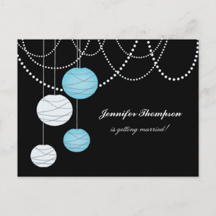 Carte Invitation Aqua Blue Lanterns