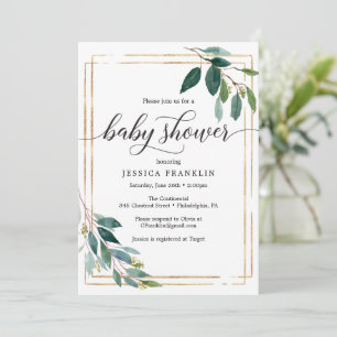 Carte Invitation Baby shower vert