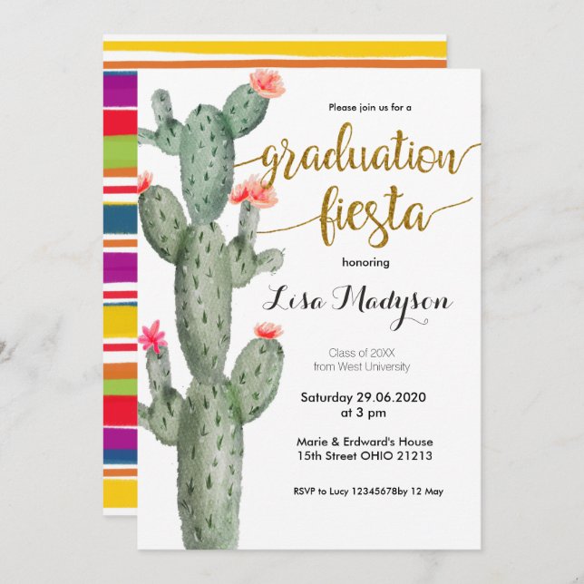 Carte Invitation de la fête de la Fiesta Graduatio (Devant / Derrière)