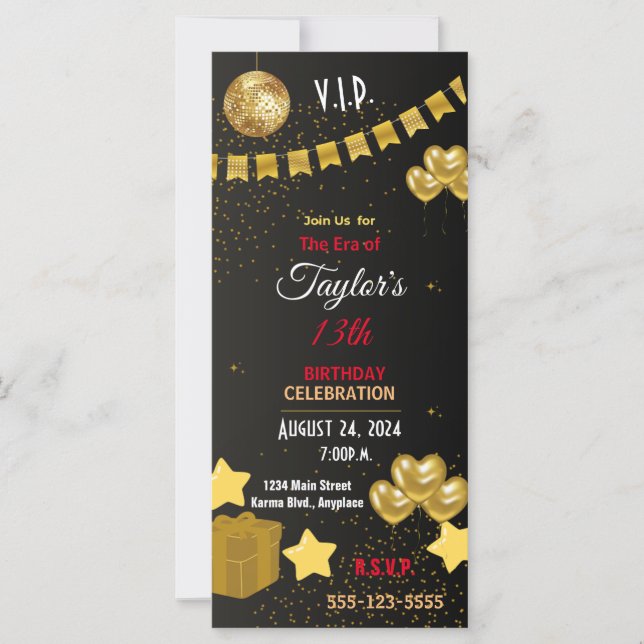 CARTE INVITATION ÉLÉGANTE VIP ERA PARTY (Devant)
