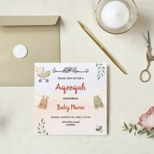 Carte Invitation moderne Boho Aqeeqah Aqiqah Insta