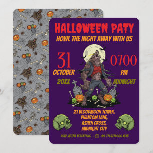 Carte Invitation 🎃 Werewolf Halloween 🐺