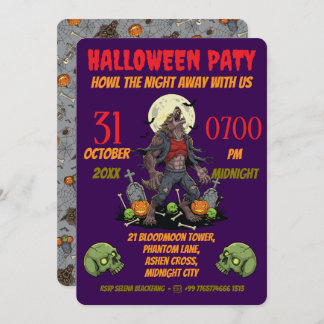 Carte Invitation 🎃 Werewolf Halloween 🐺