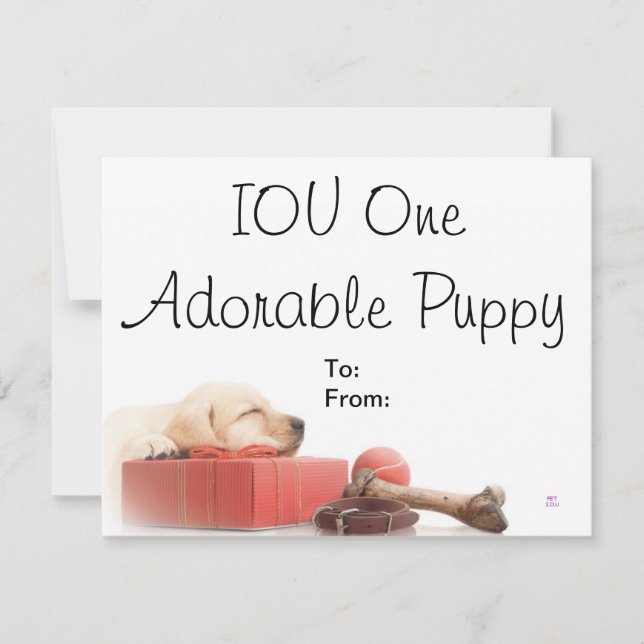 Carte IOU One Adorable chiot (Devant)