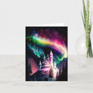 Carte Iridescente Aurora Borealis au-dessus du château e