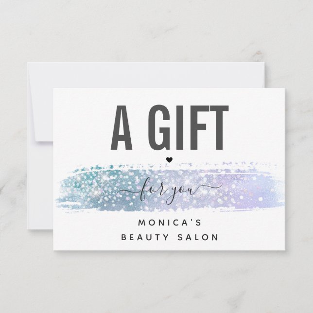 Carte Iridescente Brush Stroke Moderne Salon de beauté S (Devant)