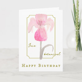 Carte Iris Flower Watercolor Botanical Birthday Card