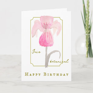 Carte Iris Flower Watercolor Botanical Birthday Card