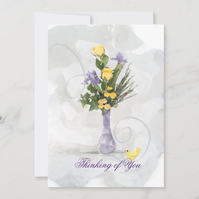 Carte Iris & Roses Jaunes Penser à vous (Devant)