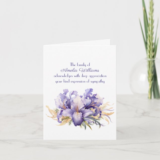 Carte Iris violet pour Merci de sympathie de la famille (Devant)