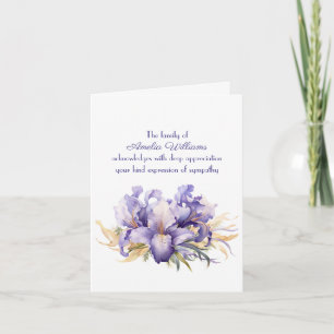 Carte Iris violet pour Merci de sympathie de la famille
