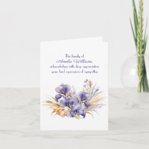 Carte Iris violet pour Merci de sympathie de la famille