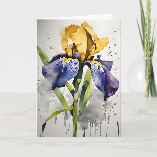 Carte Iris - Watercolor flowers (Devant)